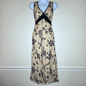 Jonathan Martin Silk Floral Dress Sz 8 Butter Yellow Sheer Boho Y2K Babydoll